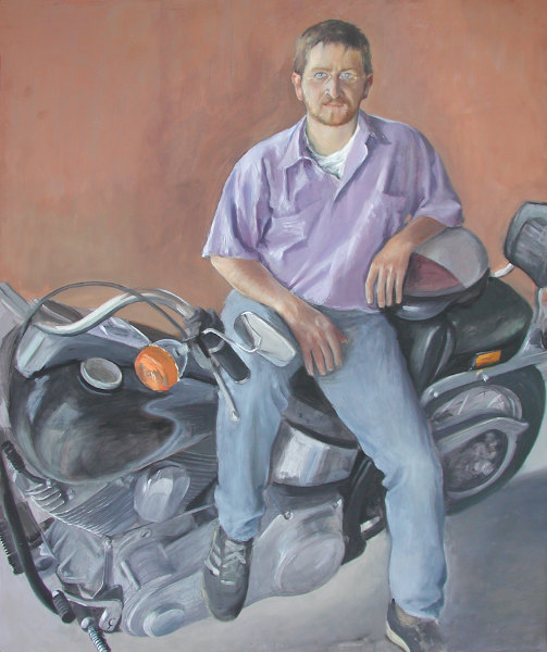 Motoradfahrer, 1990,  Mischtechnik auf Papier, 109 x 91 cm